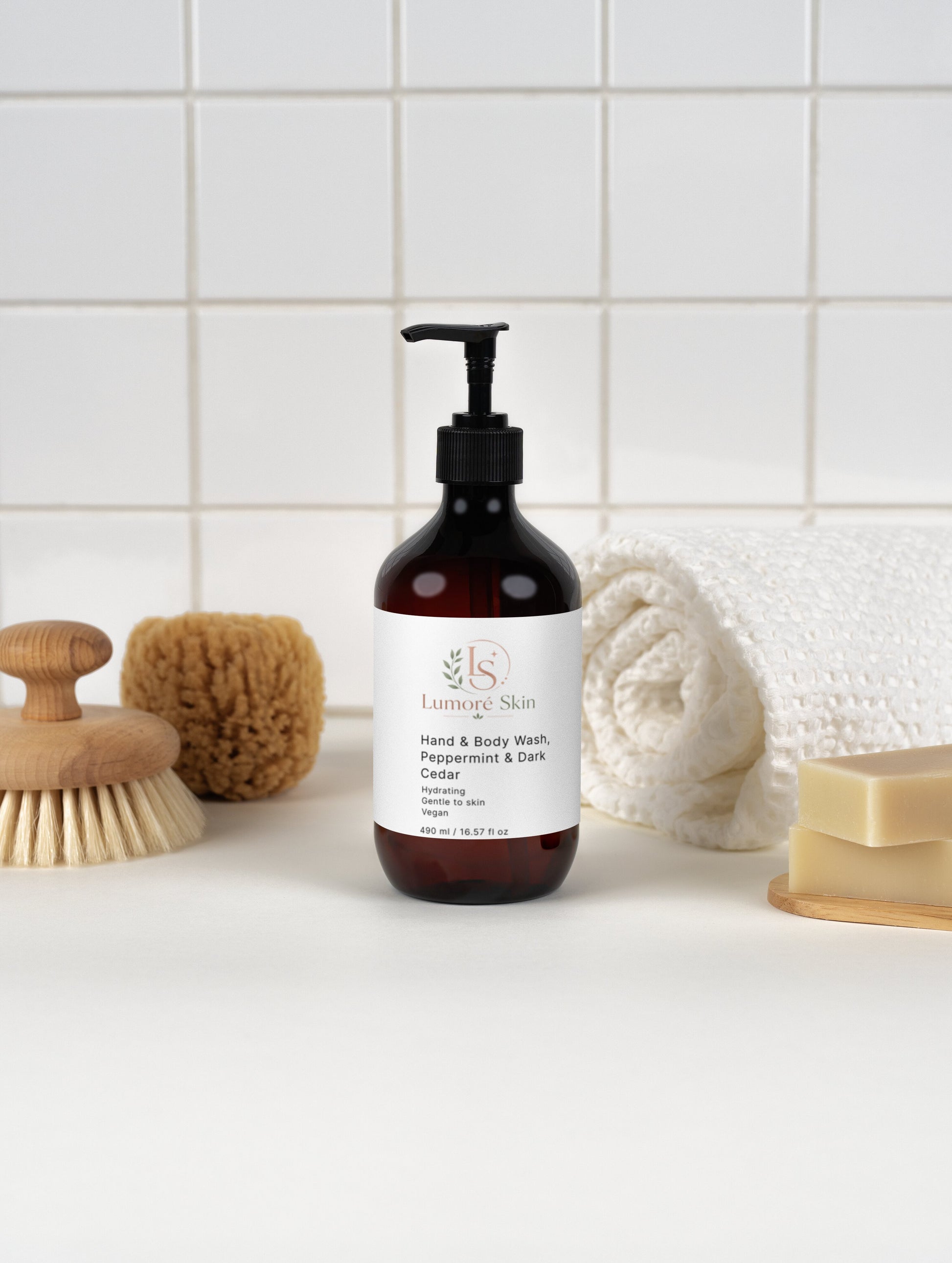 Hand & Body Wash, Peppermint & Dark Cedar